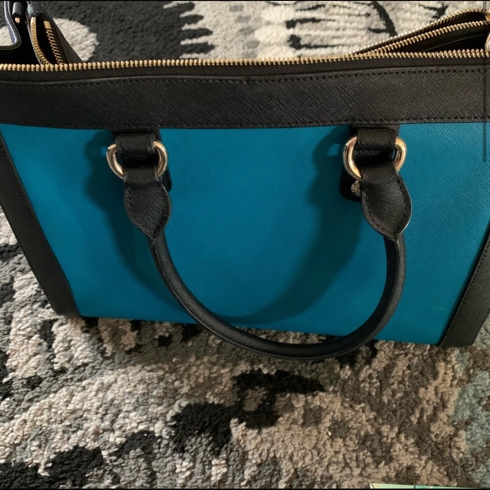 Henri Bendel Black and Teal Shoulder Bag - Picture 4 of 7